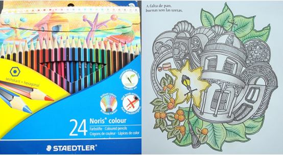 Mandalas Adult Coloring Book Set With 24 Colored Pencils And Pencil  Sharpener Included: Color Your Way To Calm